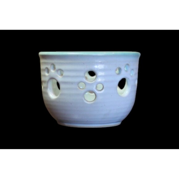 Handmade Ceramic Candle Holder Pet Dog Paws Blue Glazed Pottery Votive Decor VTG - Picture 1 of 6
